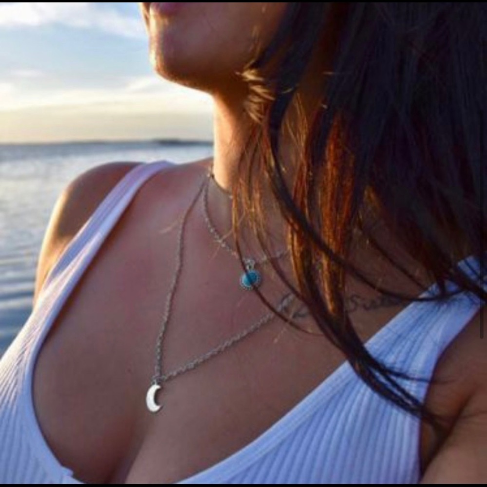 Pack Multilayer Crescent Moon Pendant Necklace